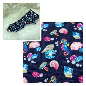 Leonard Paris seahorse seashell blue tie